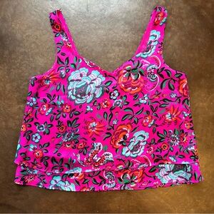 Tristan- medium fuschia floral blouse